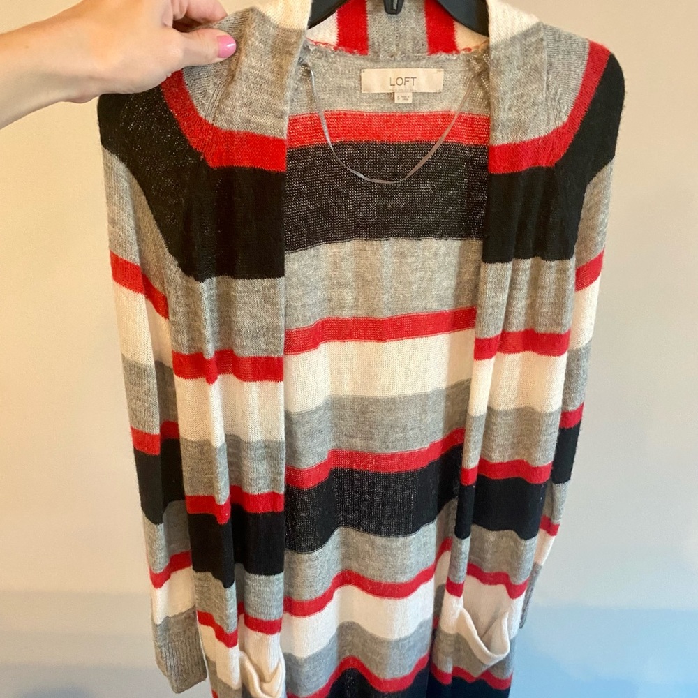 LOFT Multicolor Long Cardigan